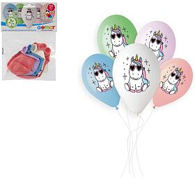 Smart Balloons Balonek/Balonky nafukovac s potiskem jednoroec 13'' prmr 33cm 5ks v sku