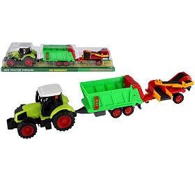 Teddies Traktor s vlekem s psem plast 56cm na setrvank v blistru