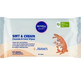 Nivea Baby Soft &amp; Cream istic a peujc ubrousky, 57 ks