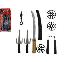 Teddies Ninja sada me s doplky plast na kart 26x62cm