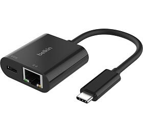 Belkin USB-C adaptr s Gigabit Ethernetem RJ45 + 100W napjen, ern (INC019btBK)