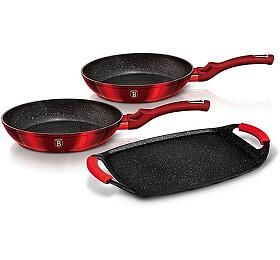 BERLINGERHAUS Sada pnv a grilovac deska s mramorovm povrchem 3 ks Burgundy Metallic Line BH-1668