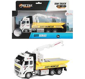 Teddies Auto nkladn/odtahovka kov/plast 20cm na zptn nataen v krabici 26x17x9cm
