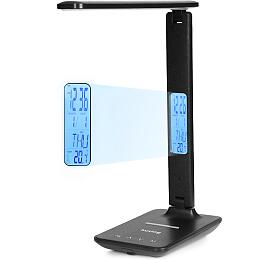 Stoln LED lampika Huslog s displejem a bezdrtovou nabjekou, ern