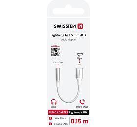 AUDIO ADAPTÉR SWISSTEN TEXTILE LIGHTNING (samec) / 3,5mm AUX 0,15 M BÍLÝ