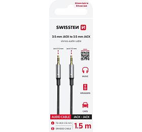 AUDIO KABEL SWISSTEN TEXTILE JACK (samec) / JACK (samec) 1,5 M ČERNÝ