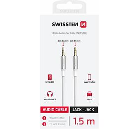 AUDIO KABEL SWISSTEN TEXTILE JACK (samec) / JACK (samec) 1,5 M BÍLÝ