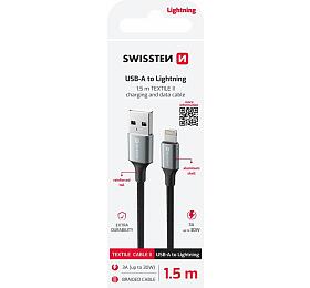 DATOVÝ KABEL SWISSTEN TEXTILE II USB / LIGHTNING 1,5 M ČERNÝ