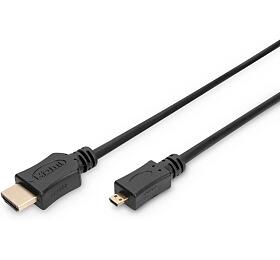 Digitus HDMI/D na HDMI/A pipojovac kabel 2m, pozlacen kontakty (AK-330109-020-S)