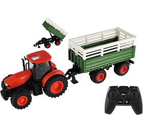 Teddies Traktor Zetor RC s vlekem plast 42cm 2,4GHz dobjec pack + baterie se zvukem v krabici