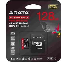 A-Data ADATA MicroSDXC karta 128GB High Endurance UHS-I C10 V30 A2 (R:100/W:85 MB/s) + SD adaptr (AUSDX128GUI3V30SHA2-RA1)