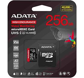 A-Data ADATA MicroSDXC karta 256GB High Endurance UHS-I C10 V30 A2 (R:100/W:85 MB/s) + SD adaptr (AUSDX256GUI3V30SHA2-RA1)