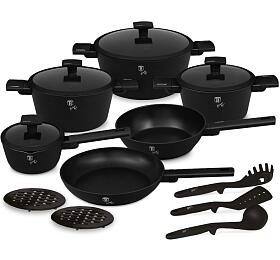 BERLINGERHAUS Sada ndob s titanovm povrchem 15 ks Matte Black Collection BH-8198