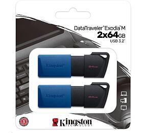 Kingston 64GB USB3.2 Gen 1 DataTraveler Exodia M (Black + Blue) - 2 kusy (DTXM/64GB-2P)