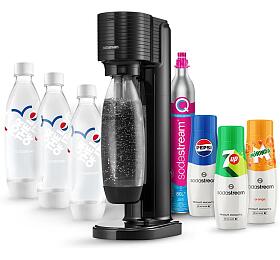 SET Vrobnk sody SodaStream GAIA Black + Lhev SodaStream FUSE 3 x 1l pepsi love, bl + Sirup SodaStream Pepsi 440 ml + 7UP 440 ml + Mirinda 440 ml