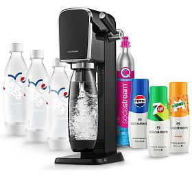 SET Vrobnk sody SodaStream Art Black + Lhev SodaStream FUSE 3 x 1l pepsi,love, bl + Sirup Sodastream Pepsi 440 ml + 7UP 440 ml + Mirinda 440 ml