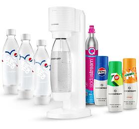 SET Vrobnk sody SodaStream GAIA White + Lhev SodaStream FUSE 3 x 1l pepsi love, bl + Sirup Sodastream Pepsi 440 ml + 7UP 440 ml + Mirinda 440 ml