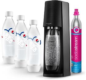 SET Vrobnk sody SodaStream Terra Black + Lhev SodaStream FUSE 3 x 1l pepsi love bl