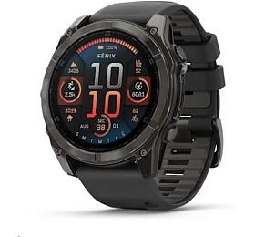 Garmin fenix 8 AMOLED Sapphire - 51 mm - Carbon Gray DLC Titanium with Black / Pebble Gray Silicone Band, EU (010-02905-21)