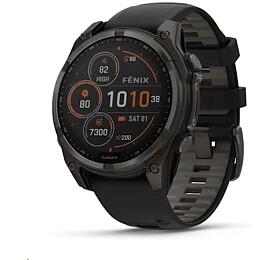 Garmin - fenix 8 Solar Sapphire - 47 mm - Carbon Gray DLC Titanium with Black / Pebble Gray Silicone Band, EU (010-02906-11)