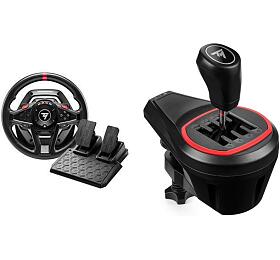 SET Thrustmaster Sada volantu a pedl T128 PS5/PS4/PC (4160781) + Thrustmaster adc pka TH8S Shifter Add-On pro PC, PS4, PS5 a Xbox One, Series X/S (4060256)