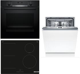 SET Trouba vestavn Bosch HBG537EB3 + Indukn deska Bosch PWP611BB5E + Myka Bosch SMV4HVX03E