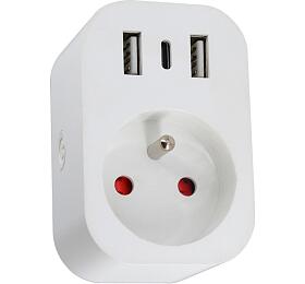 Immax NEO Smart vnitřní zásuvka s kolíkem, typ E, 2xUSB, 1xUSB C , Zigbee