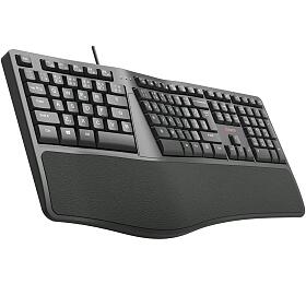 Klávesnice C-Tech KB-113E USB, ERGO, černá, CZ/SK