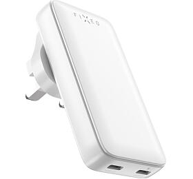 Nabíječka FIXED Slim Traveller s 2x USB-C, 45W, bílá