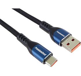 Kabel USB-C - USB 2.0 M/M, 5A, bavlněný oplet 2 m