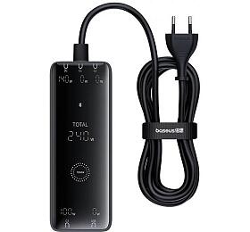 Nabíjecí stanice Baseus GaN Digital 240W 3xUSB-C, 1xUSB, 1xDC černá