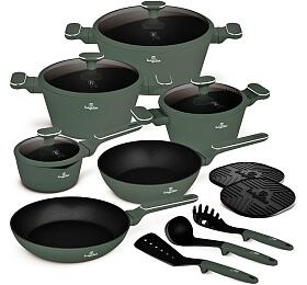 BERLINGERHAUS Sada nádobí s titanovým povrchem 15 ks Matte Green Collection BH-8208