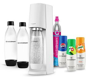 SET Vrobnk sody SodaStream Terra White + Nhradn lhev SodaStream FUSE 2x1l, ern + Sirup Sodastream Pepsi 440 ml + 7UP 440 ml + Mirinda 440 ml