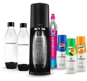 SET Vrobnk sody SodaStream Terra Black + Nhradn lhev SodaStream FUSE 2x1l, ern + Sirup Sodastream Pepsi 440 ml + 7UP 440 ml + Mirinda 440 ml