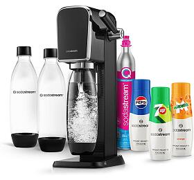 SET Vrobnk sody SodaStream Art Black + Nhradn lhev SodaStream FUSE 2x1l, ern + Sirup Sodastream Pepsi 440 ml + 7UP 440 ml + Mirinda 440 ml