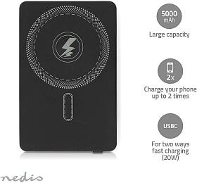 Powerbanka NEDIS PBKWL20W025BK