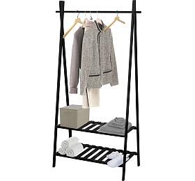 MSV dřevěný stojan se 2 policemi MIA, černý, bambus, MDF, 179 cm