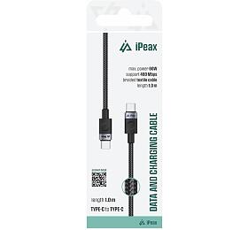 iPEAX TEXTILNÍ KABEL USB-C / USB-C 1M, USB 2.0 ČERNÝ