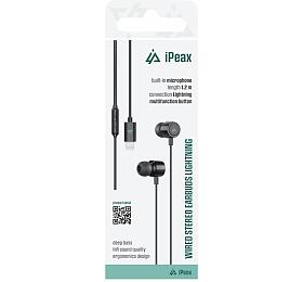 iPEAX DRÁTOVÁ SLUCHÁTKA LIGHTNING ČERNÁ