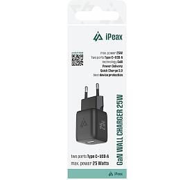 iPEAX GaN SÍŤOVÁ NABÍJEČKA 25W (USB-C + USB-A) ČERNÁ