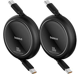 Navíjecí kabel Baseus Free2Pull USB-C/USB-C, 2 m, černý, 2 ks