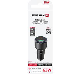 SWISSTEN CL ADAPTÉR USB-C PD + USB-A, 63W ČERNÝ