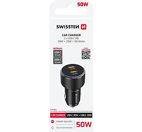 SWISSTEN CL ADAPTÉR 2x USB-C PD, 50W ČERNÝ