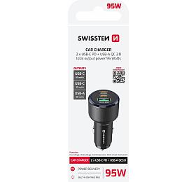 SWISSTEN CL ADAPTÉR 2x USB-C PD + USB-A, 95W ČERNÝ