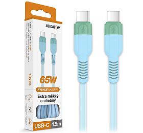 Datový kabel ALIGATOR SoftPastels 3A 65W, USB-C/USB-C, modrý