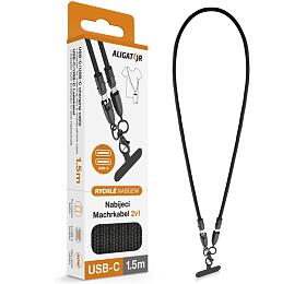Datový kabel Aligator Machrkabel 3A 60W, USB-C/USB-C, černý