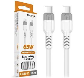 Datový kabel ALIGATOR SoftPastels 3A 65W, USB-C/USB-C, bílý