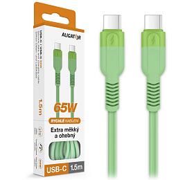 Datový kabel ALIGATOR SoftPastels 3A 65W, USB-C/USB-C, zelený