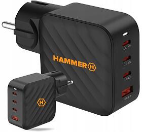 Nabíječka do sítě Hammer RapidCharge 100W, 1xUSB, 3xUSB-C černá