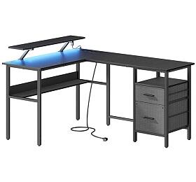 Pc stůl 150x120cm, mdf, černá, APC-E1395 BK Autronic